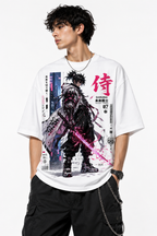 Cyber Samurai Oversized T-Shirt | 240 GSM Heavyweight Cotton | Unisex | Qadron Prints